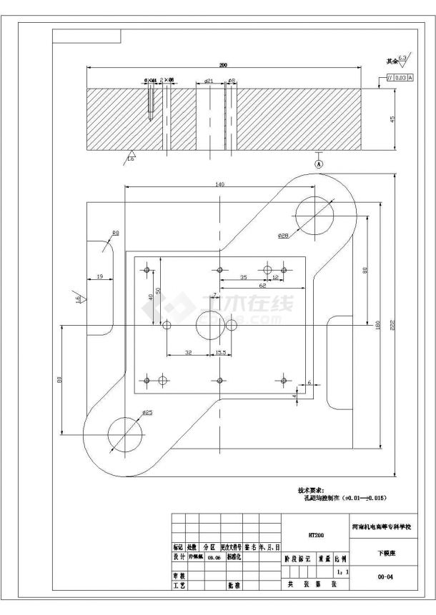 某电位器电阻片冲孔落料复合模具设计下模座CAD详细节点平面图-图一