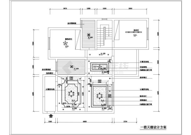 某小别墅室内装修设计方案cad施工图纸-图二