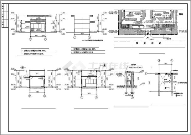 某单位四方传达室施工设计CAD图-图二
