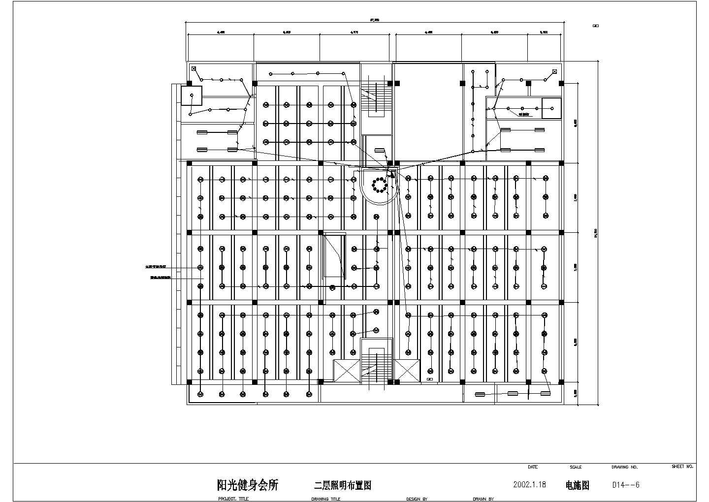 某阳光健身房电气设计全套完整大样图CAD平面图