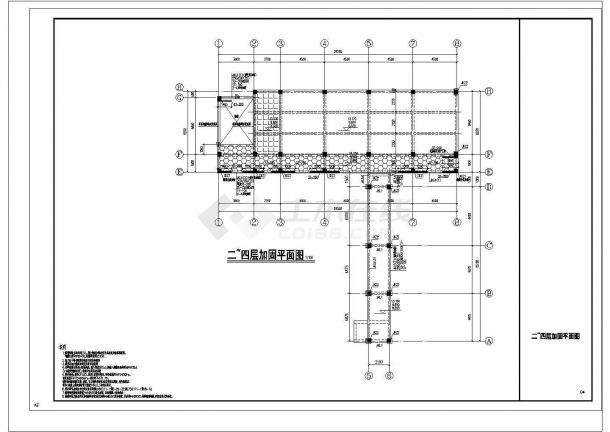 某五层框架结构教学楼结构改造加固设计cad全套施工图（含设计说明）-图一