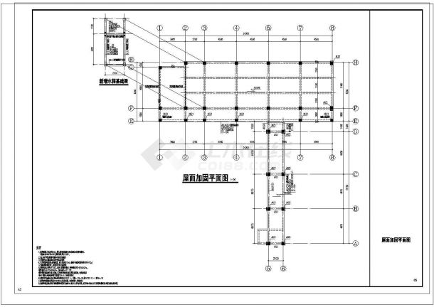某五层框架结构教学楼结构改造加固设计cad全套施工图（含设计说明）-图二