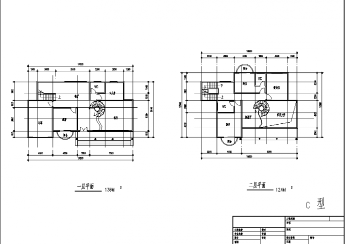 二套大型楼盘别墅户型住宅建筑设计施工cad图纸_图1
