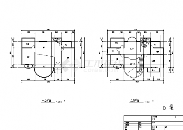 二套大型楼盘别墅户型住宅建筑设计施工cad图纸-图二