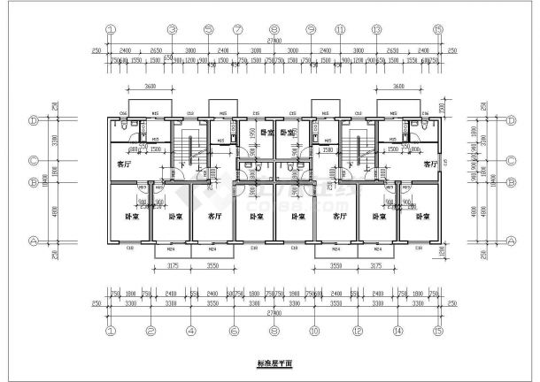 邢台市万豪花园小区5层混合结构民居住宅楼建筑设计CAD图纸（含阁楼）-图二