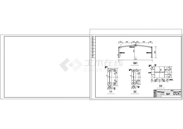 厂房设计_972平米单层钢结构小厂房结施cad图纸设计-图一