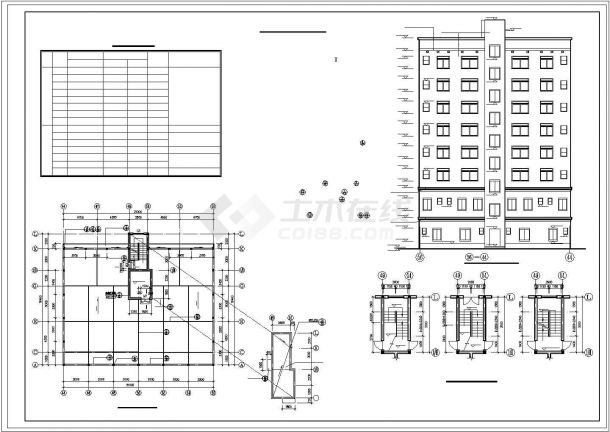 湖州康乐花园小区3170平米8层混合住宅楼建筑设计CAD图纸（含负一层）-图一