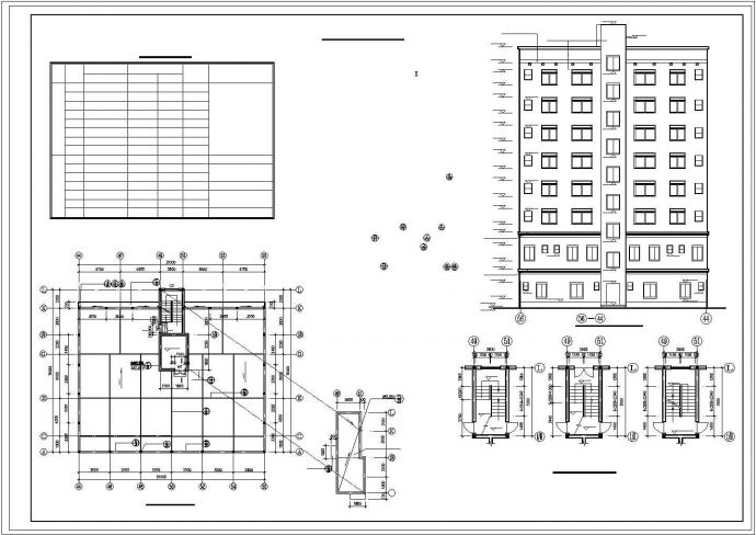 湖州康乐花园小区3170平米8层混合住宅楼建筑设计CAD图纸（含负一层）_图1