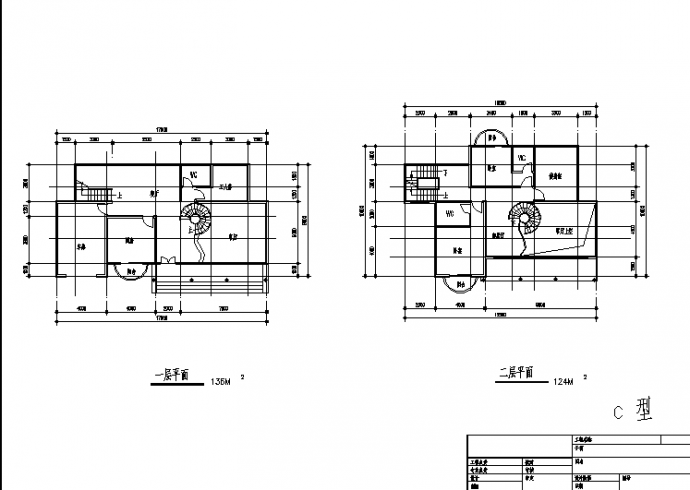 三套带夹层联排别墅住宅楼建筑设计施工cad图纸（含说明）_图1