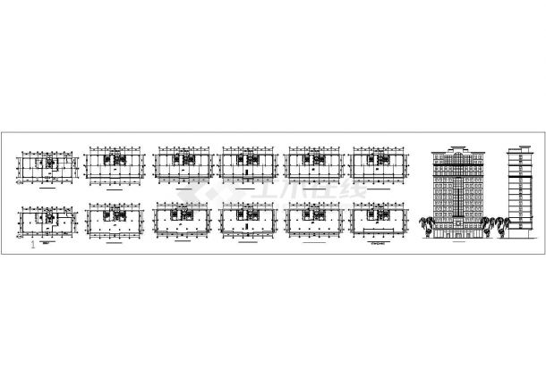 长30米 宽12米 14层写字楼建筑方案(4个方案)设计图-图二