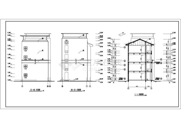 某地4层学校建筑施工图CAD-图一