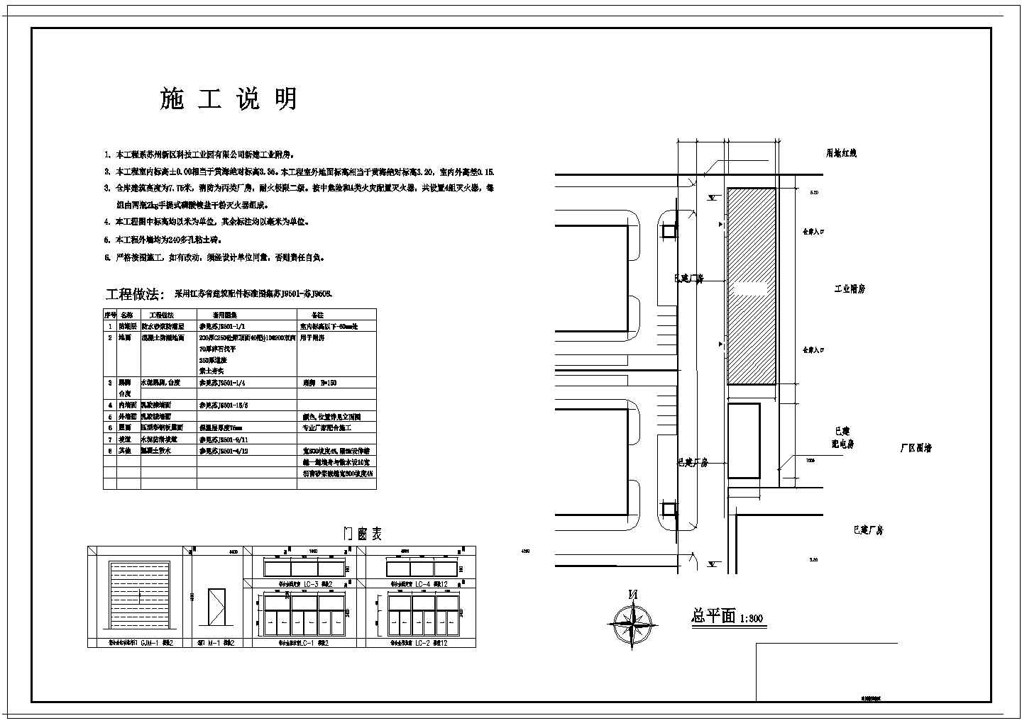 单层科技工业园公司仓库建筑方案设计图（高7.75米）
