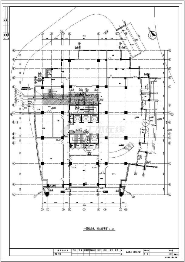 北方某高层办公大楼给排水设计cad全套施工图（含设计说明，含消防设计）-图二