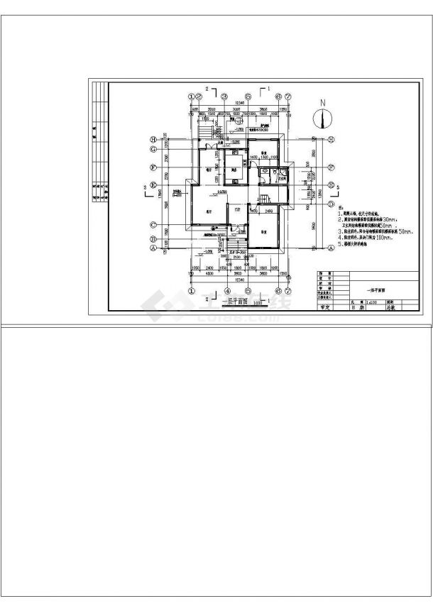 3层农村住宅建筑施工CAD图纸设计-图二