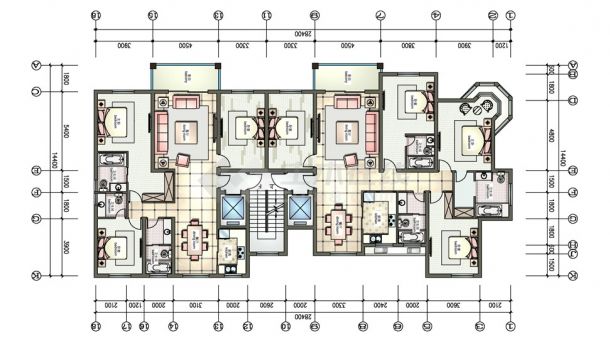 某精品两梯两户大户型住宅装修设计cad平面施工图（含详细PS设计图）-图二