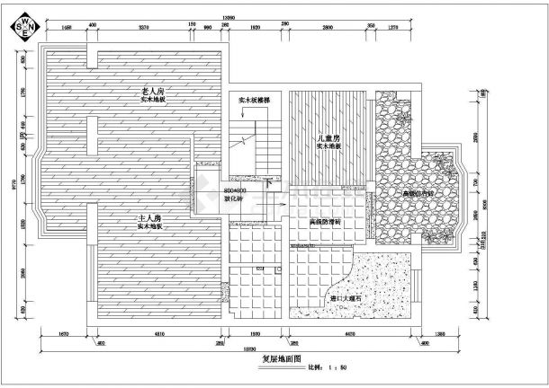 某花园复式楼室内装饰施工图-图一