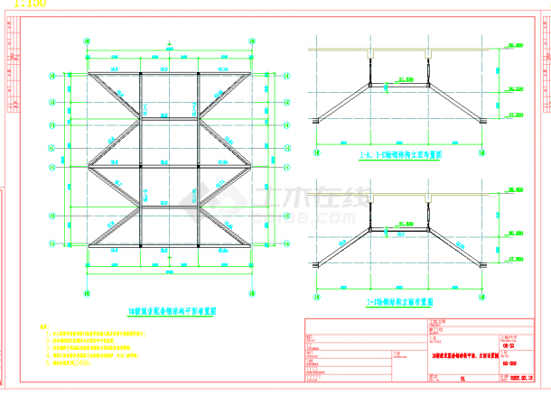 某地佛山某商业楼装饰钢架结构施工图CAD图纸-图一