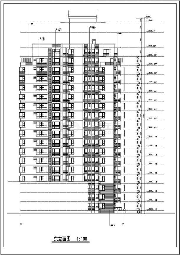 兰州市大观园小区19层框剪结构住宅楼全套建筑设计CAD图纸-图一