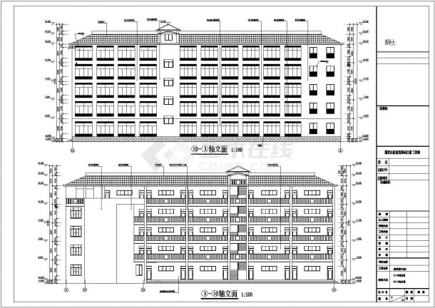 南京某五层框架结构教学楼工程量计算CAD图纸-图一