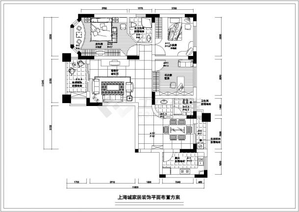 大户型室内装修cad施工CAD图-图二