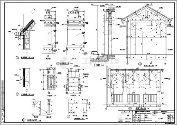 某建筑异形柱框架结构别墅节点设计施工CAD大样图纸-图一