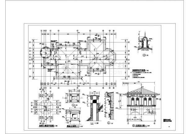 -半+3层1200平米植物园别墅建筑cad施工图设计-图二