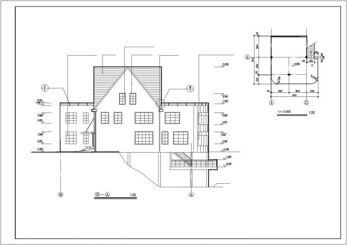某豪华别墅建筑施工图全套CAD图纸_图1