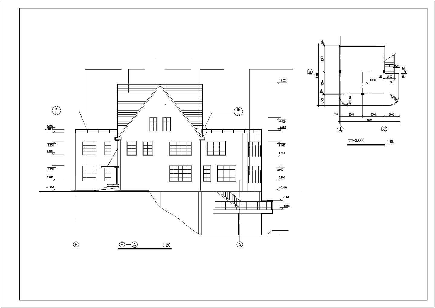某豪华别墅建筑施工图全套CAD图纸
