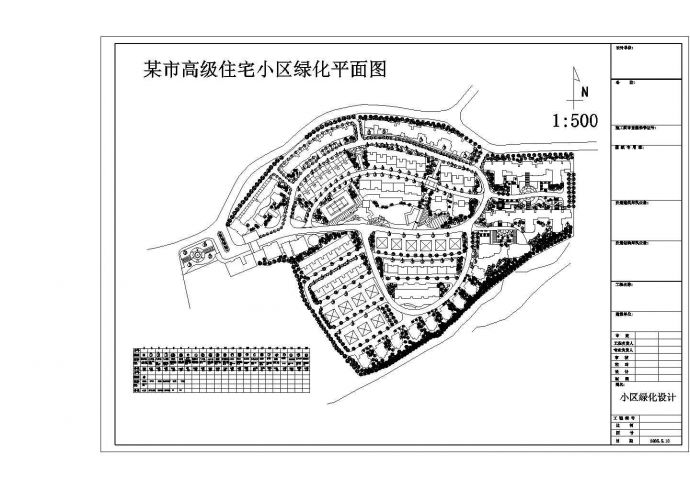 某市高级住宅小区绿化规划设计cad总平面施工图_图1