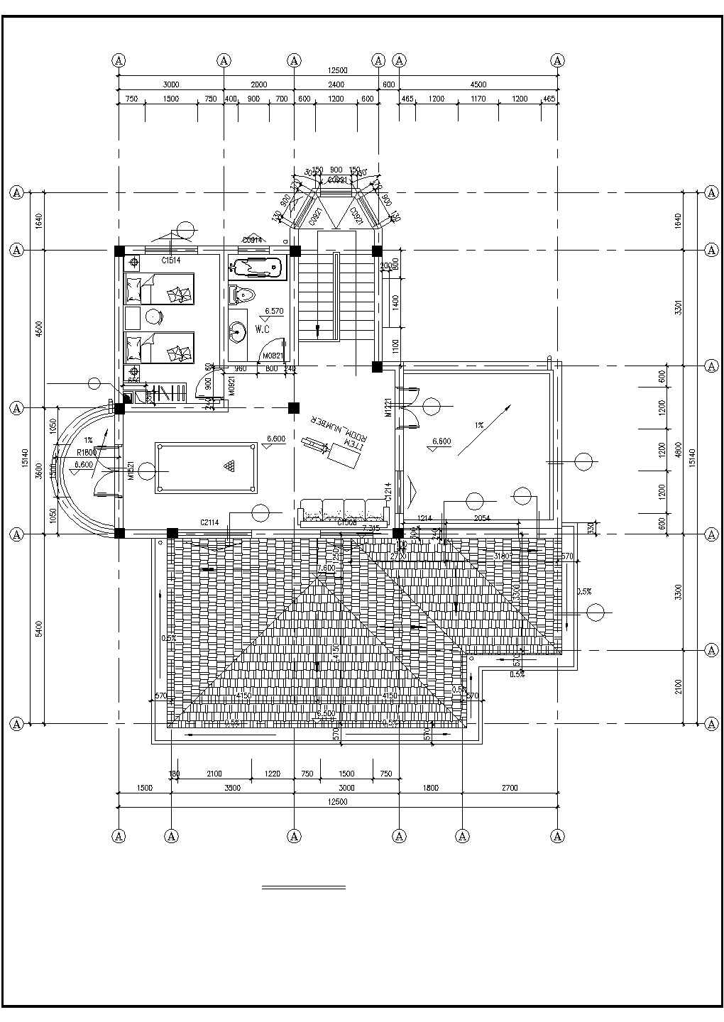 某豪华公馆式别墅详细设计施工全套CAD图纸