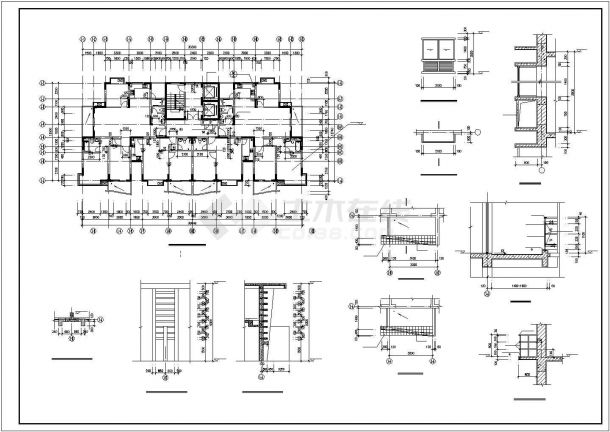 长30.54米 宽13.74米 18层1楼梯2电梯4户点式框架结构设计CAD住宅楼设计图-图二