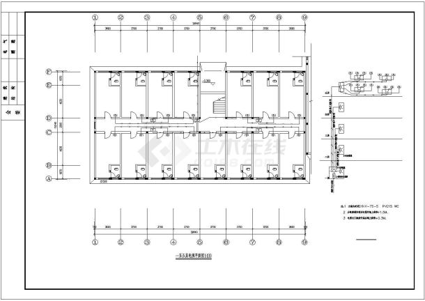 某宿舍楼强弱电设计CAD图纸内含电气施工说明施工图-图二