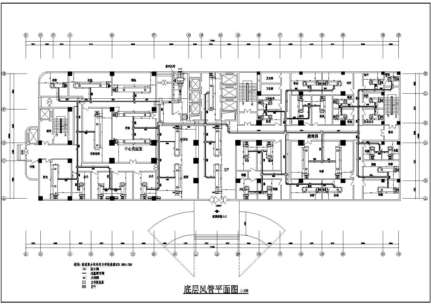 杭州某牙科医院内部空调系统全套设计CAD图纸