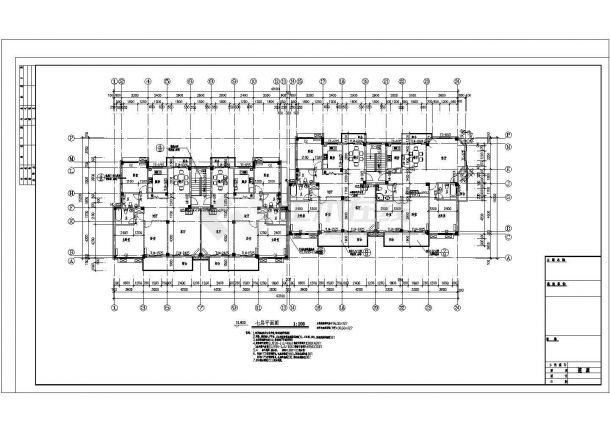 长43.1米 宽15.2米 七层阁楼二单元4107.7平米对称户型 框架结构含节点大样及说明-图二