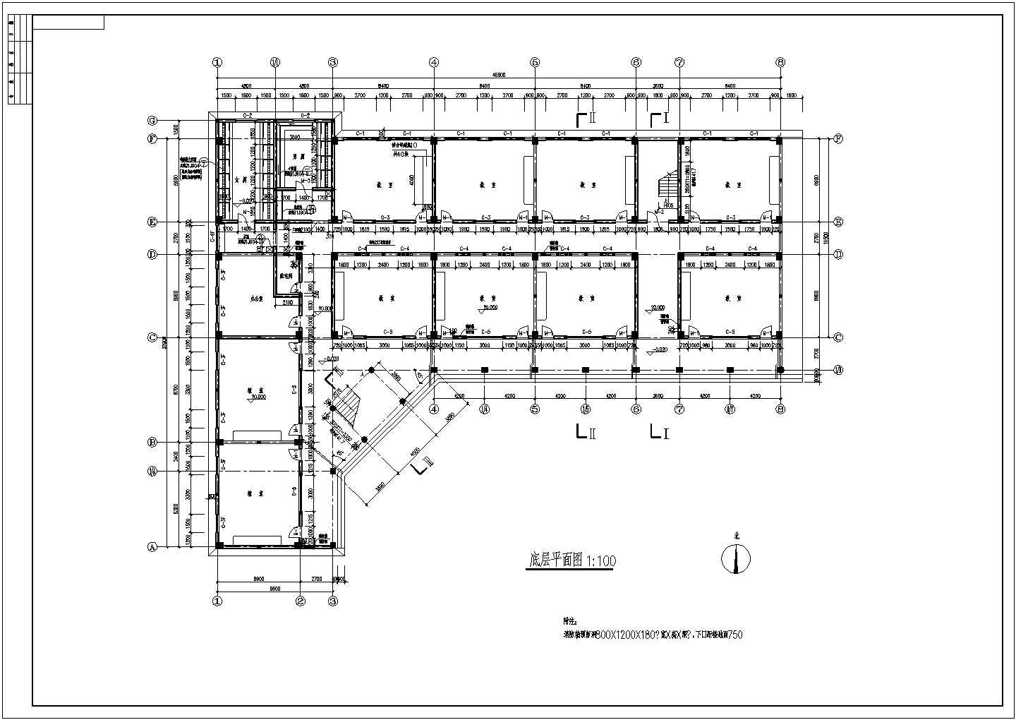 6层教学楼建筑施工图CAD