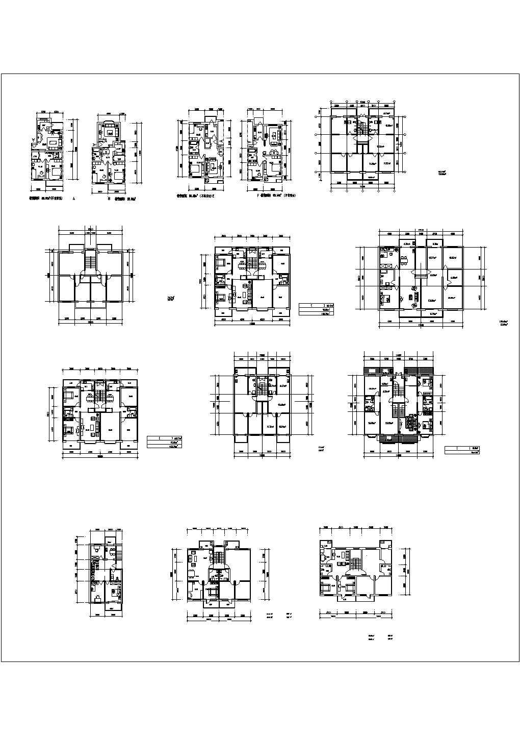 某户型平面方案图纸详细设计施工全套CAD图纸