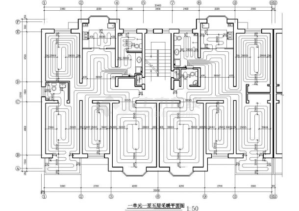 4352.7平米住宅楼地板辐射采暖设计建施cad图，共八张-图一