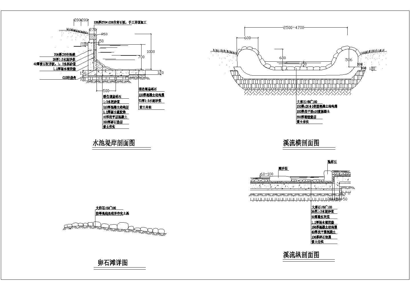 水景施工节点设计cad详图