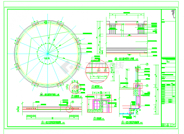 大堂环形栏杆详图CAD图纸-图一