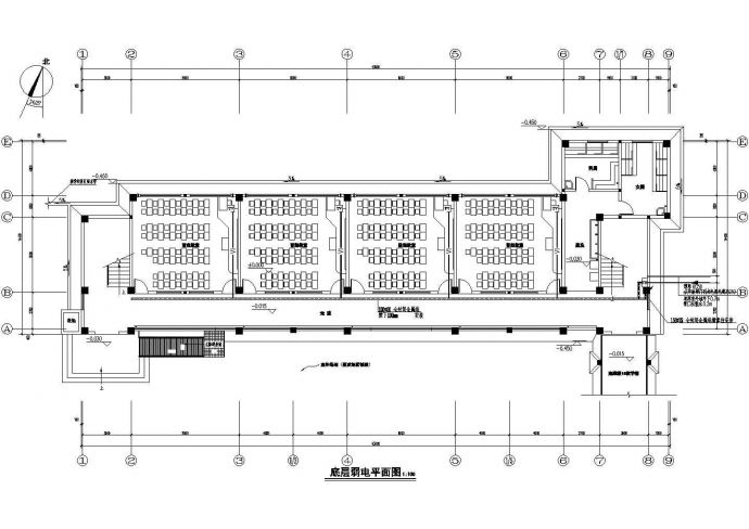 安徽某1865.54㎡四层学校教学楼强弱电施工CAD图（含设计说明）_图1