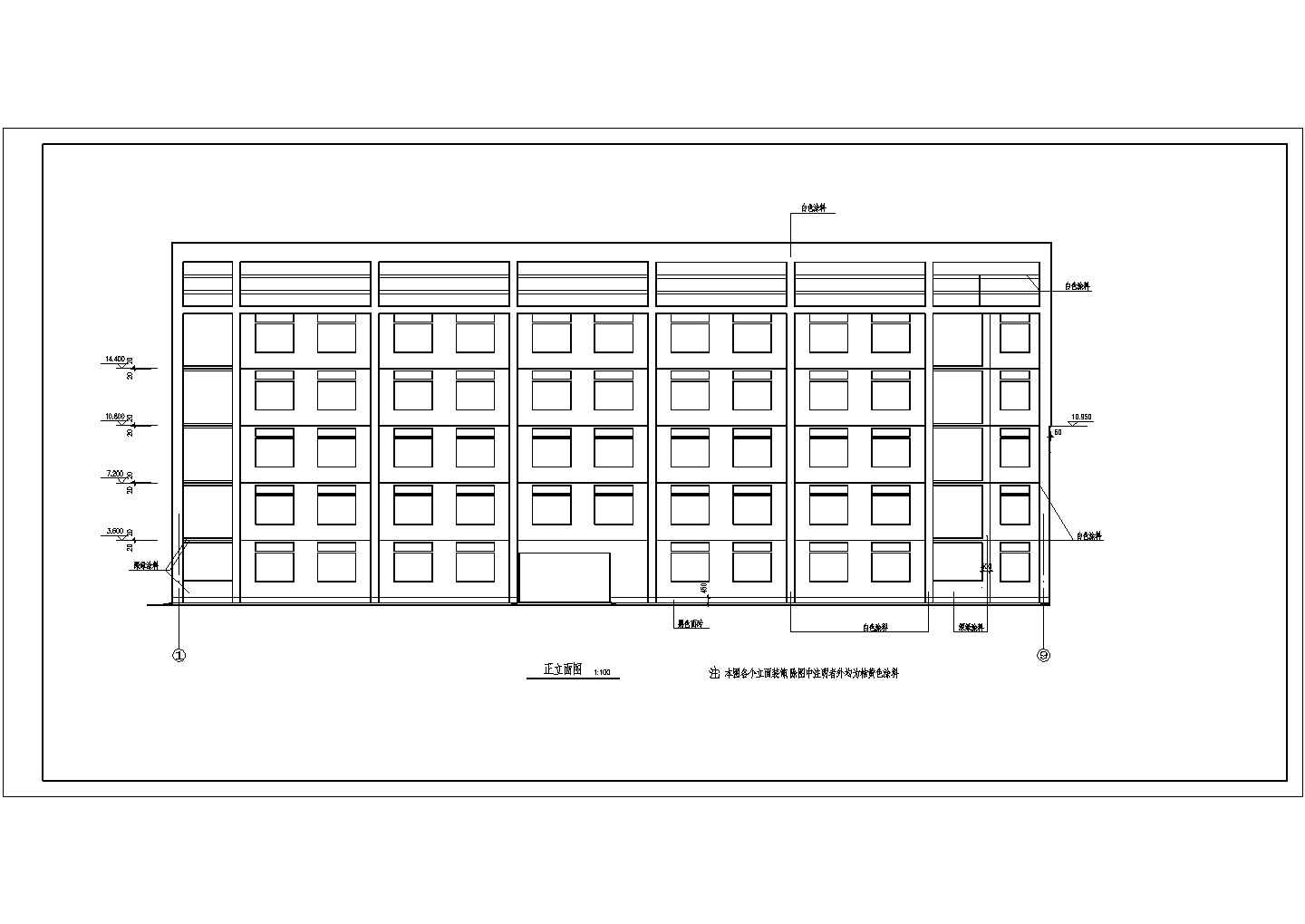 五层教学楼建筑施工图CAD