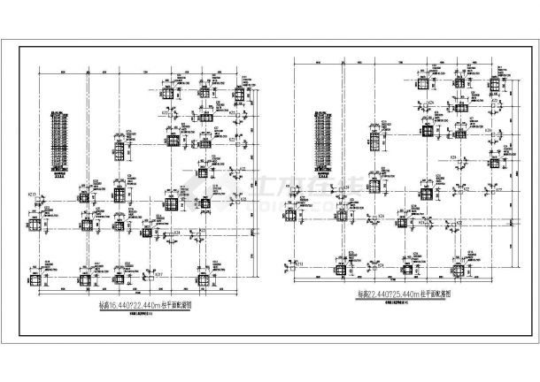 带一层地下室框架结构高层办公楼结构施工CAD图-图一