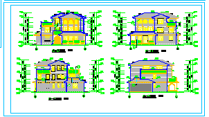 某三层框架别墅建筑cad设计图