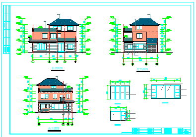 某三层坡屋顶小型别墅建筑cad设计图_图1