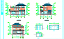 某三層坡屋頂小型別墅建筑cad設計圖