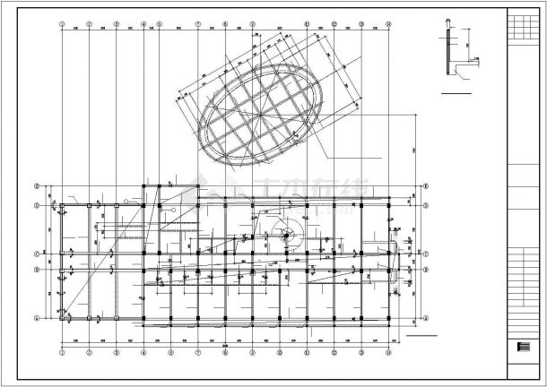 合肥市太湖路某3700平米四层框架商务楼全套建筑设计CAD图纸-图二