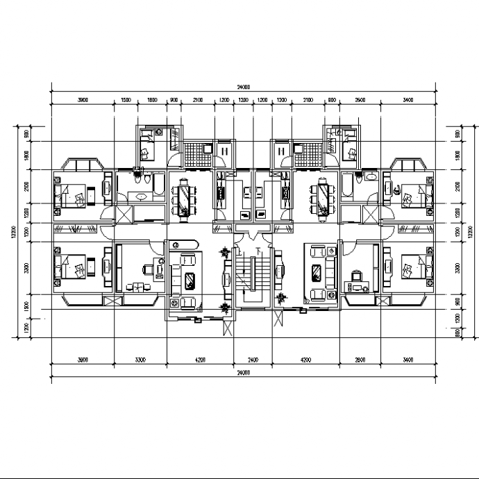 70种一梯两户户型住宅楼建筑设计施工cad图纸_图1