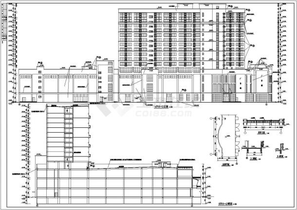 某城市小高层商住楼建筑施工设计CAD图（含门窗表及窗户立面图）-图一
