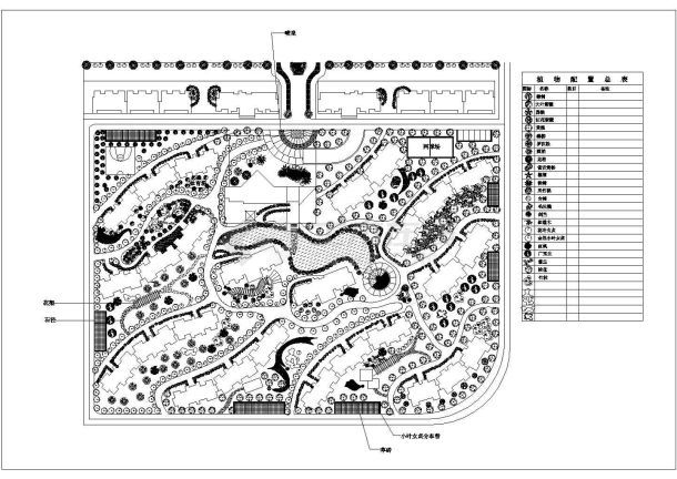 某大型花园式住宅小区绿化规划设计cad总平面施工图-图一