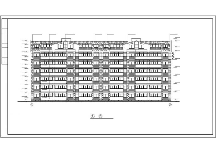 长48.2米 宽17.52米 框架结构CAD6层2单元每单元3户住宅楼设计图_图1